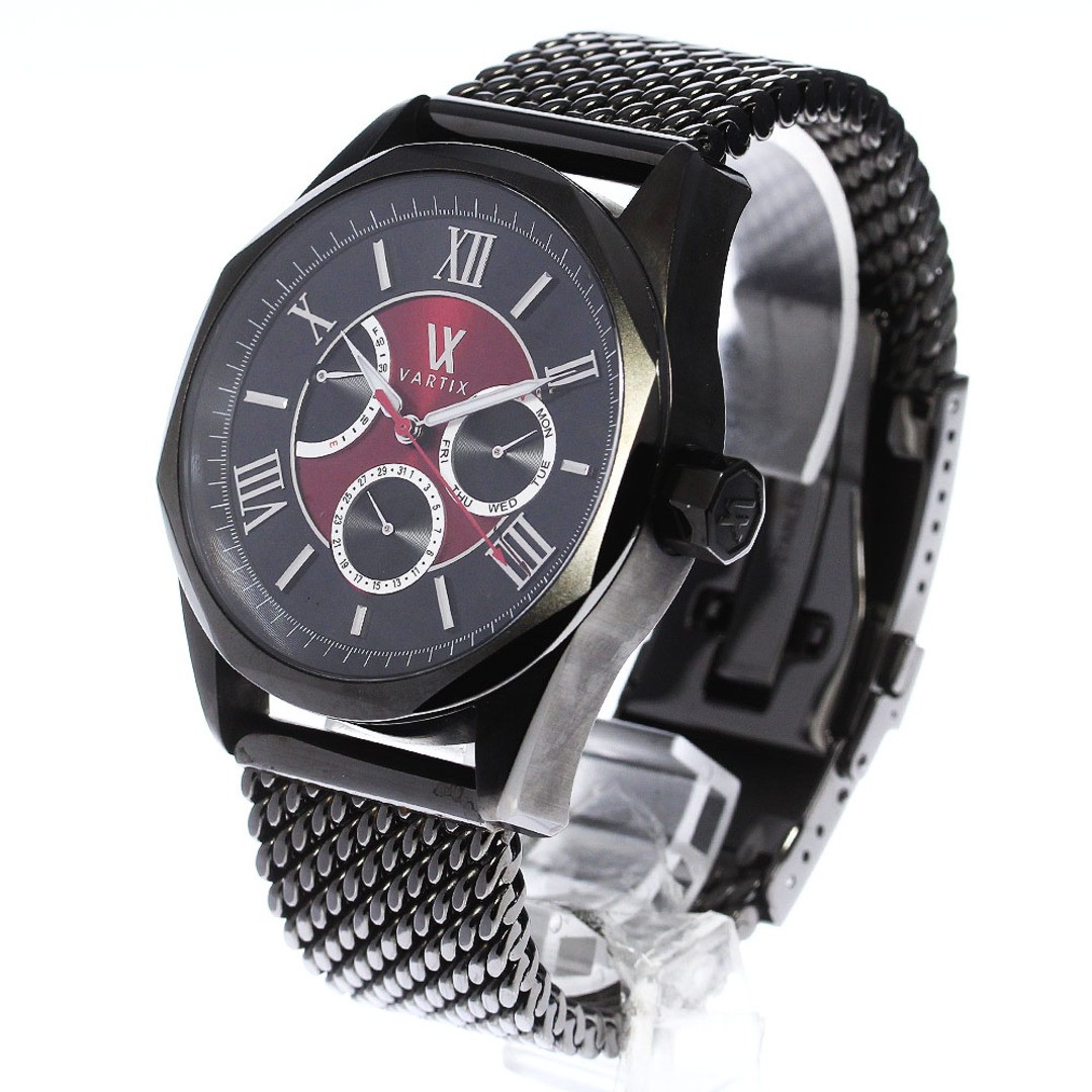 VARTIX ALIVE Men’s Automatic Watch Black Red SS Day Date Power Reserve Used From