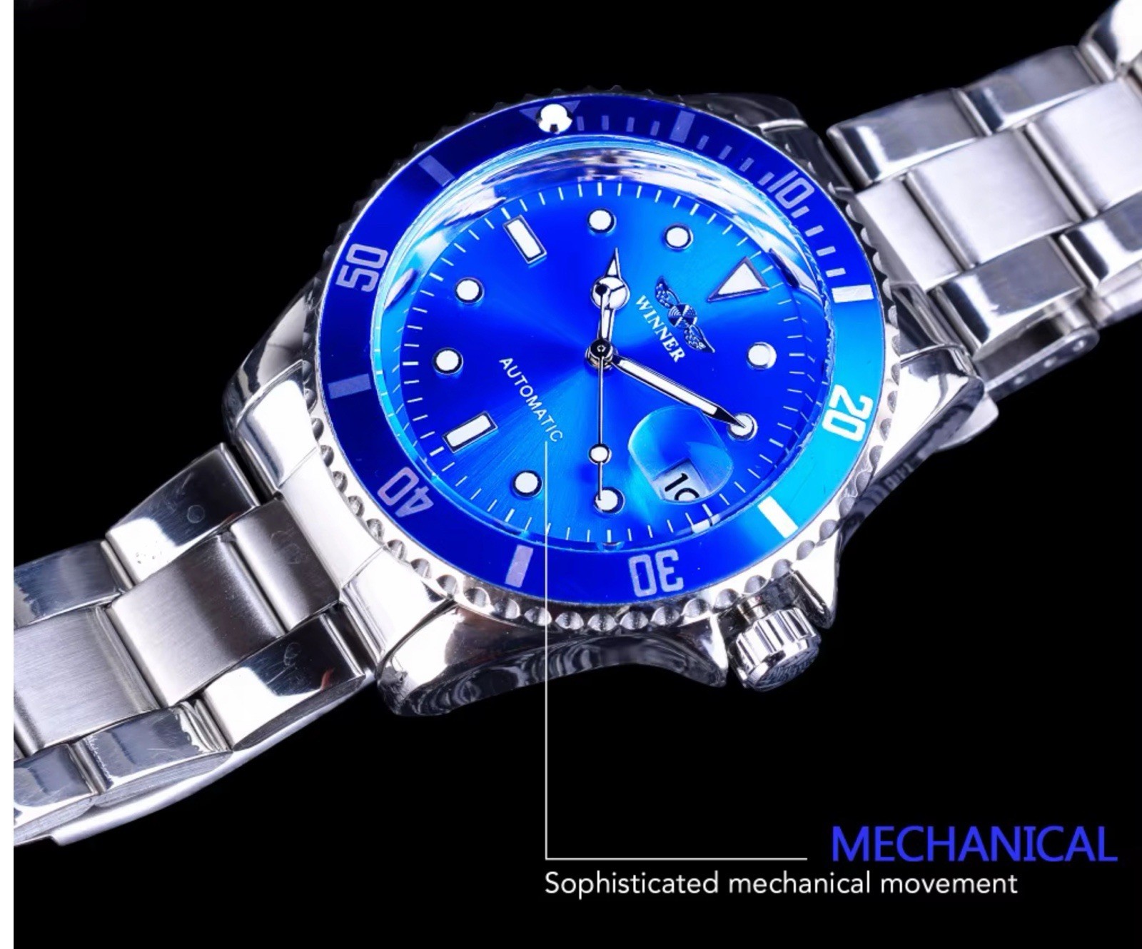 Luxury Mens Stainless Steel Automatic Winner Waterproof Watch Great Gift Idea