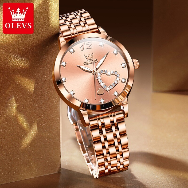 OLEVS Stainless Steel Waterproof Luminous Diamonds Dials Watch Quartz Women’s