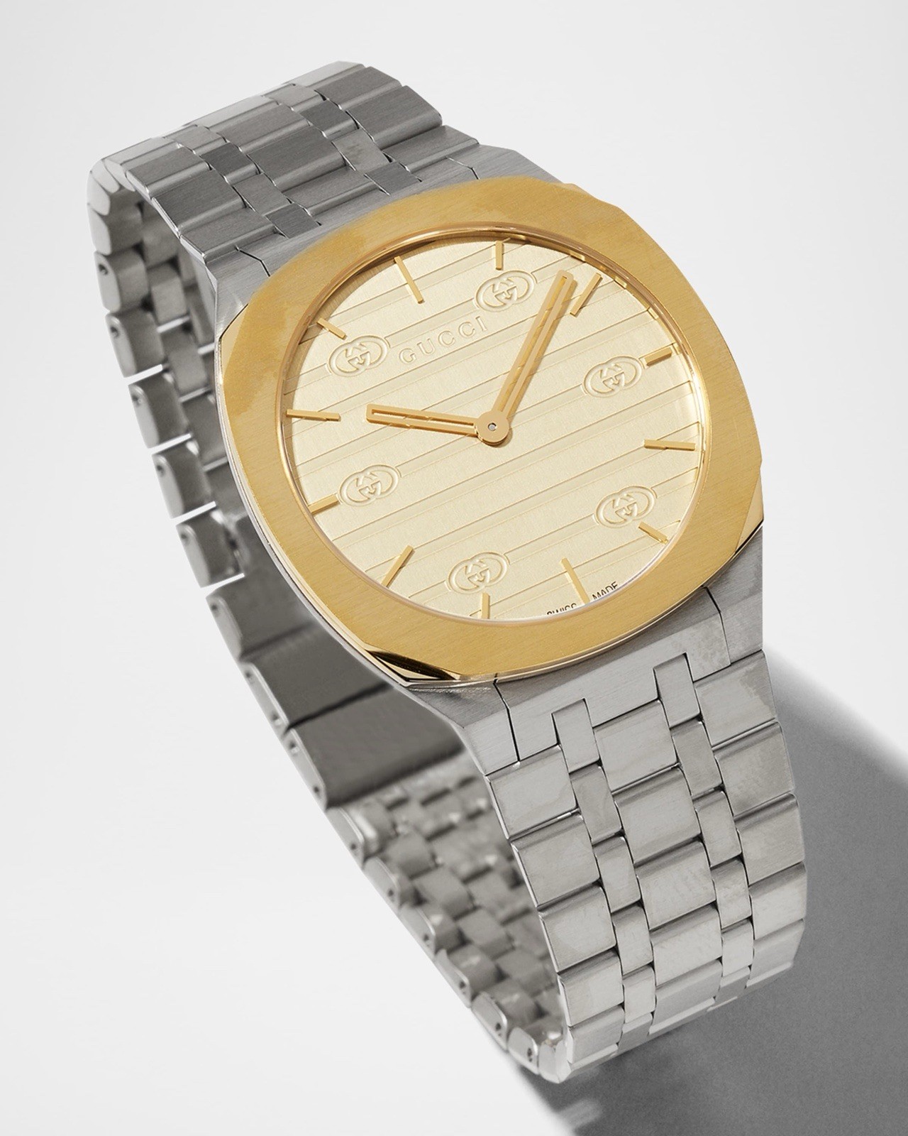 Gucci 25H Two-Tone Stainless Steel Swiss Quartz Watch 34mm 30m Box