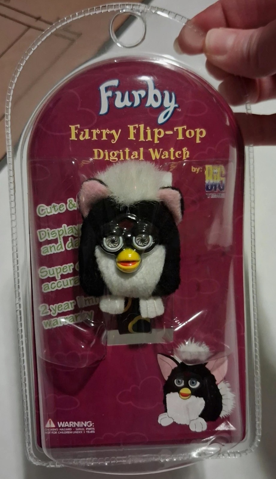 Furby Furry Flip-Top Digital Watch 1999 Vintage Black & White Date & Time SEALED