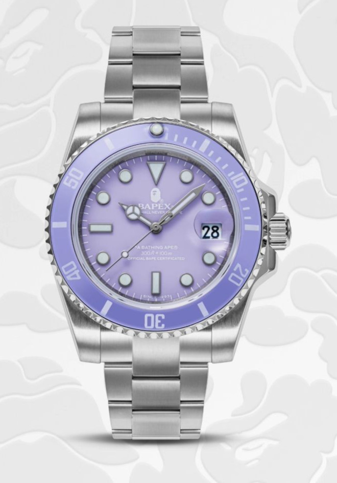 A Bathing Ape BAPEX TYPE 1 Lavender Purple Silver Men’s Watch 1J30-187-012 Bape