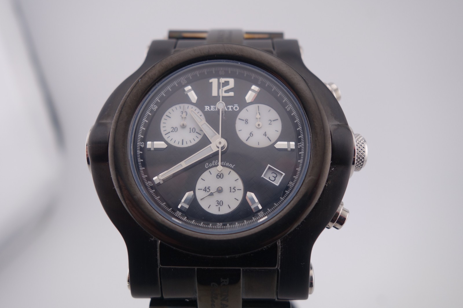 RENATO Men’s WILDE BEAST in Rich Black IP, Chronograph with a Swiss Movement