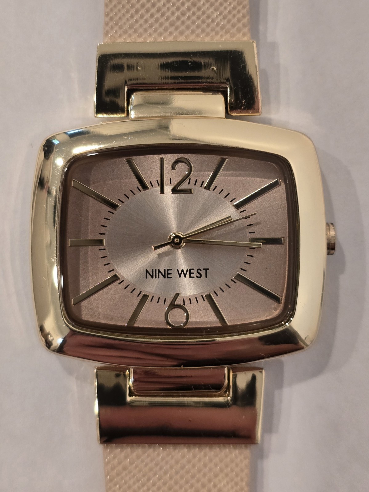 ​Nine West Women’s Gold-Tone Watch NW/1856YF | Blush Pink Textured Strap *Works*