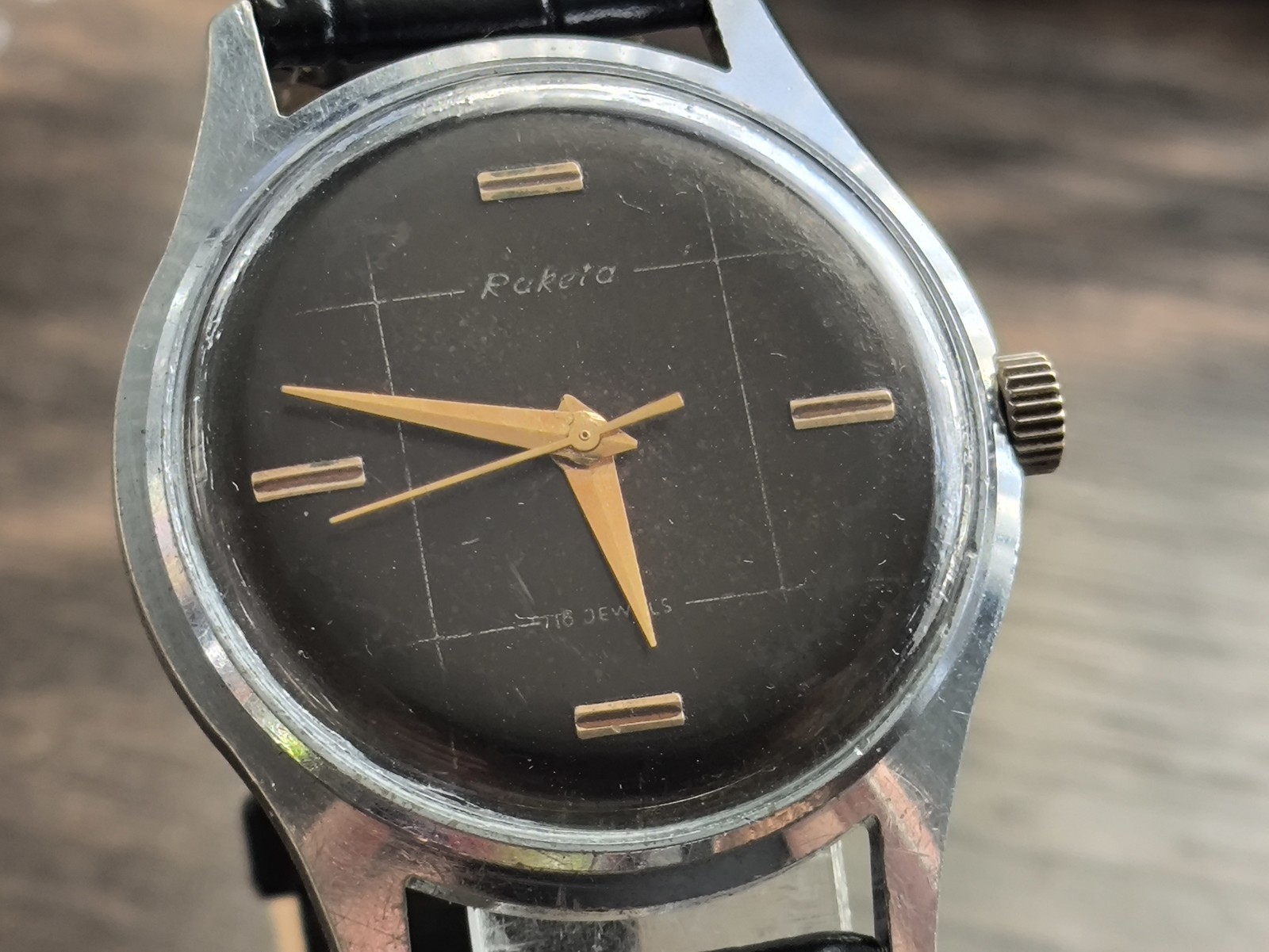Watch Raketa Baltika Vintage Mechanical rare black dial Soviet USSR Serviced