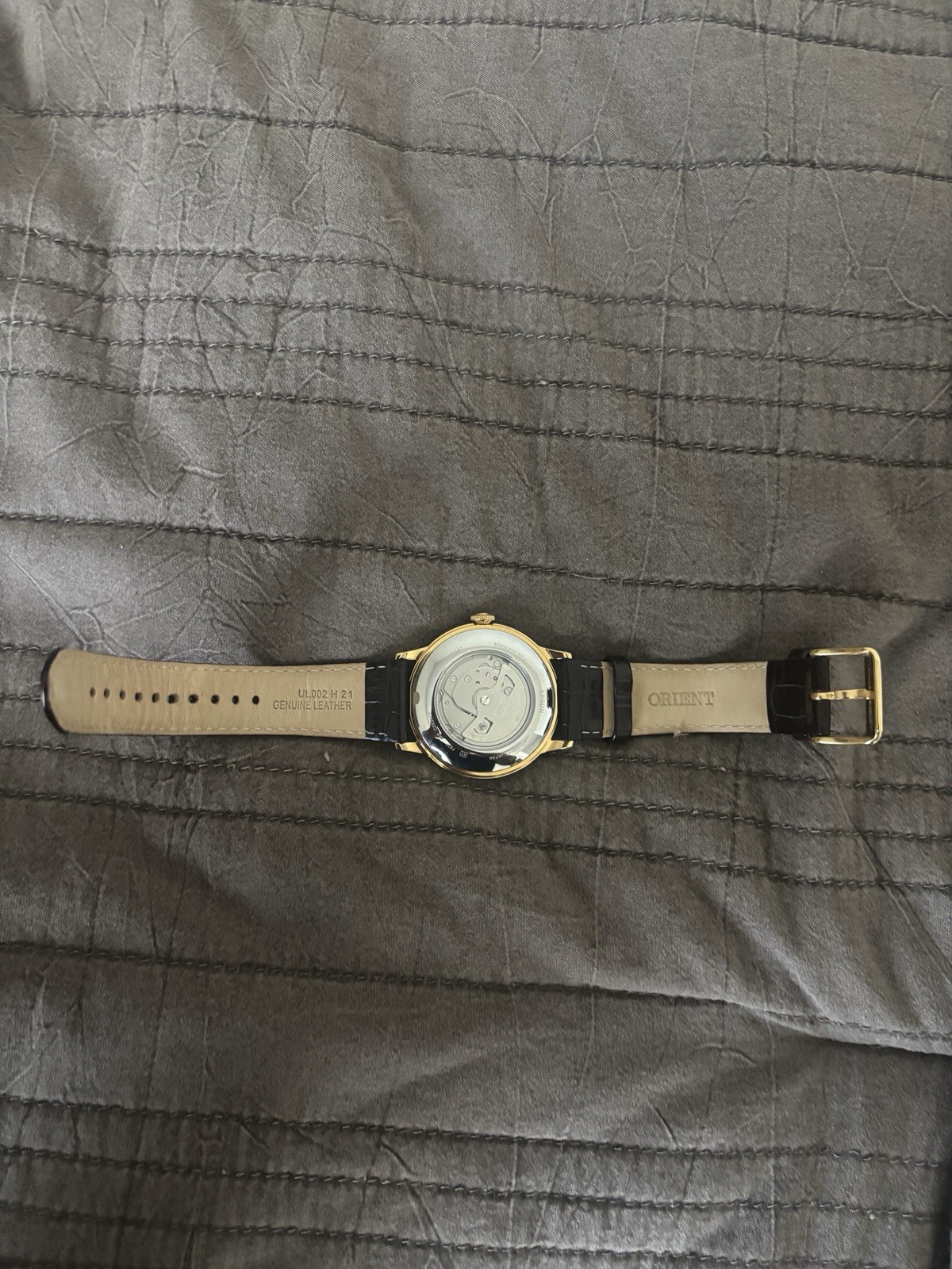 Orient Bambino Open Heart Automatic White Dial Gold Case, Maroon Strap, Worn 3x