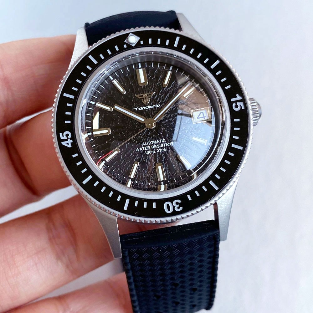 Tandorio Vintage Mechanical Diver Watch Men NH35A Domed Sapphire 200M Waterproof