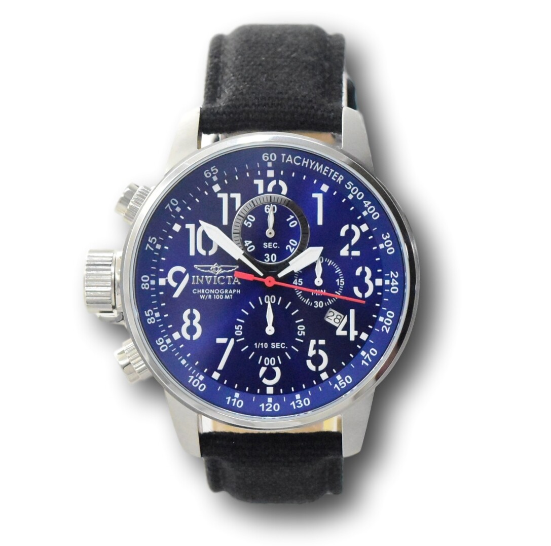 Invicta I-Force Men’s 46mm Lefty Blue Dial Black Leather Chronograph Watch 1513