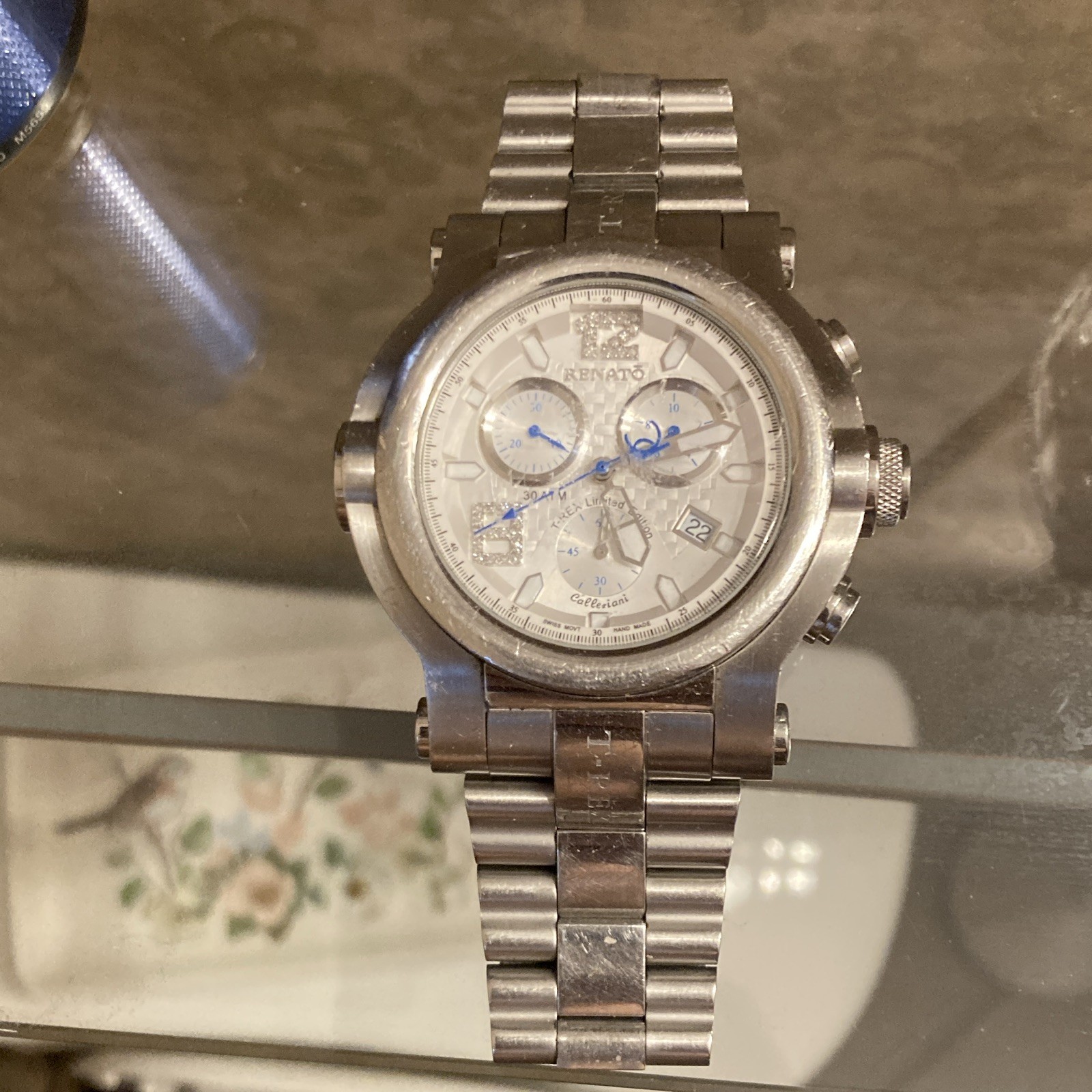 Renato T-Rex Men’s Chronograph Date Quartz White Dial Silver Bracelet