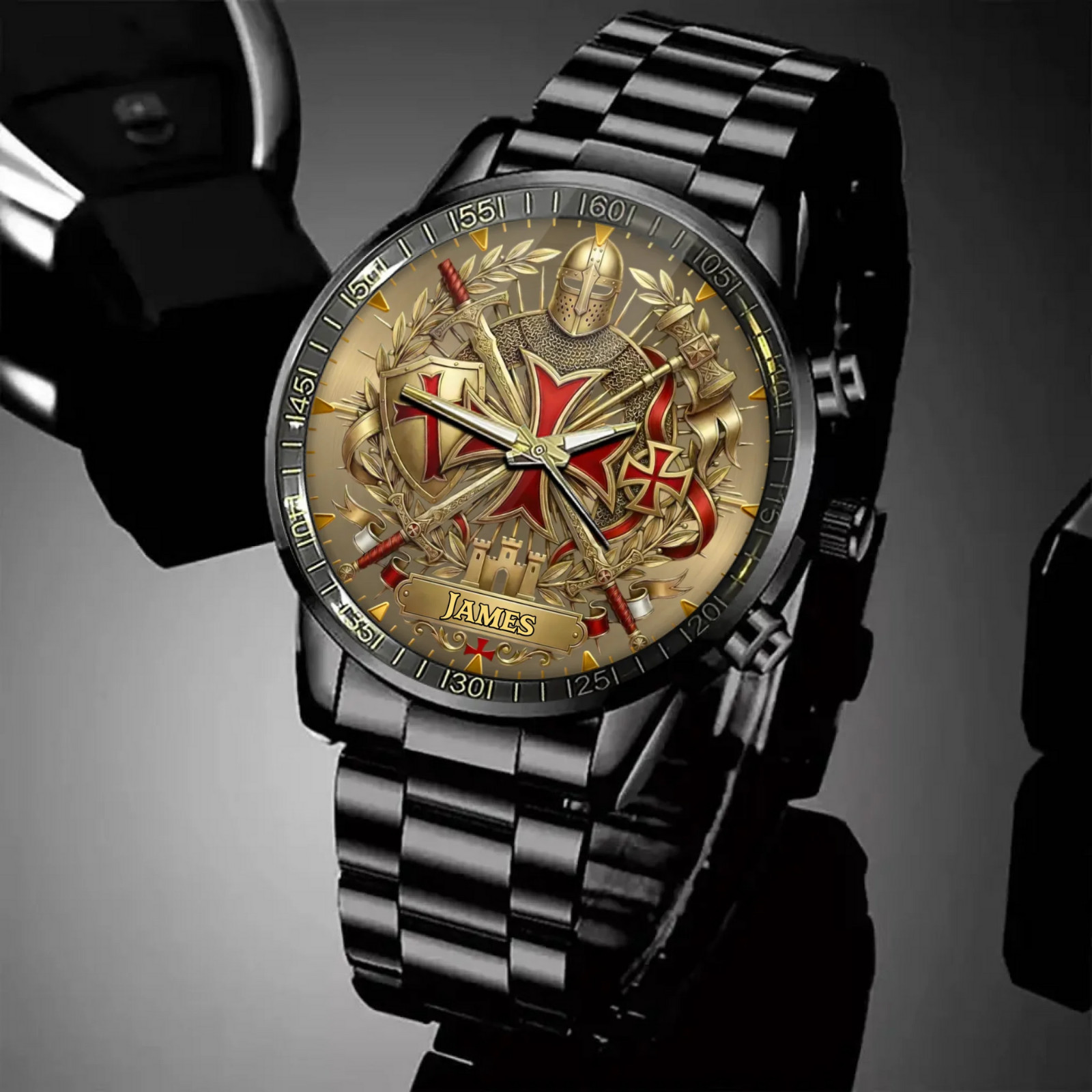 Personalized Knights Templar Cross Emblem Watch