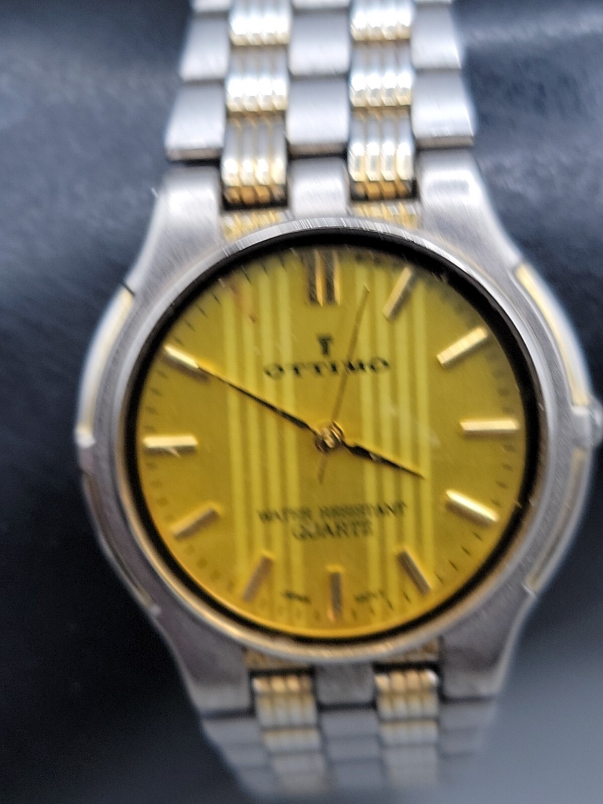 Vintage 18kgp Ottimo Unisex Quartz Watch Rare Yellow Dial 7″ 30mm