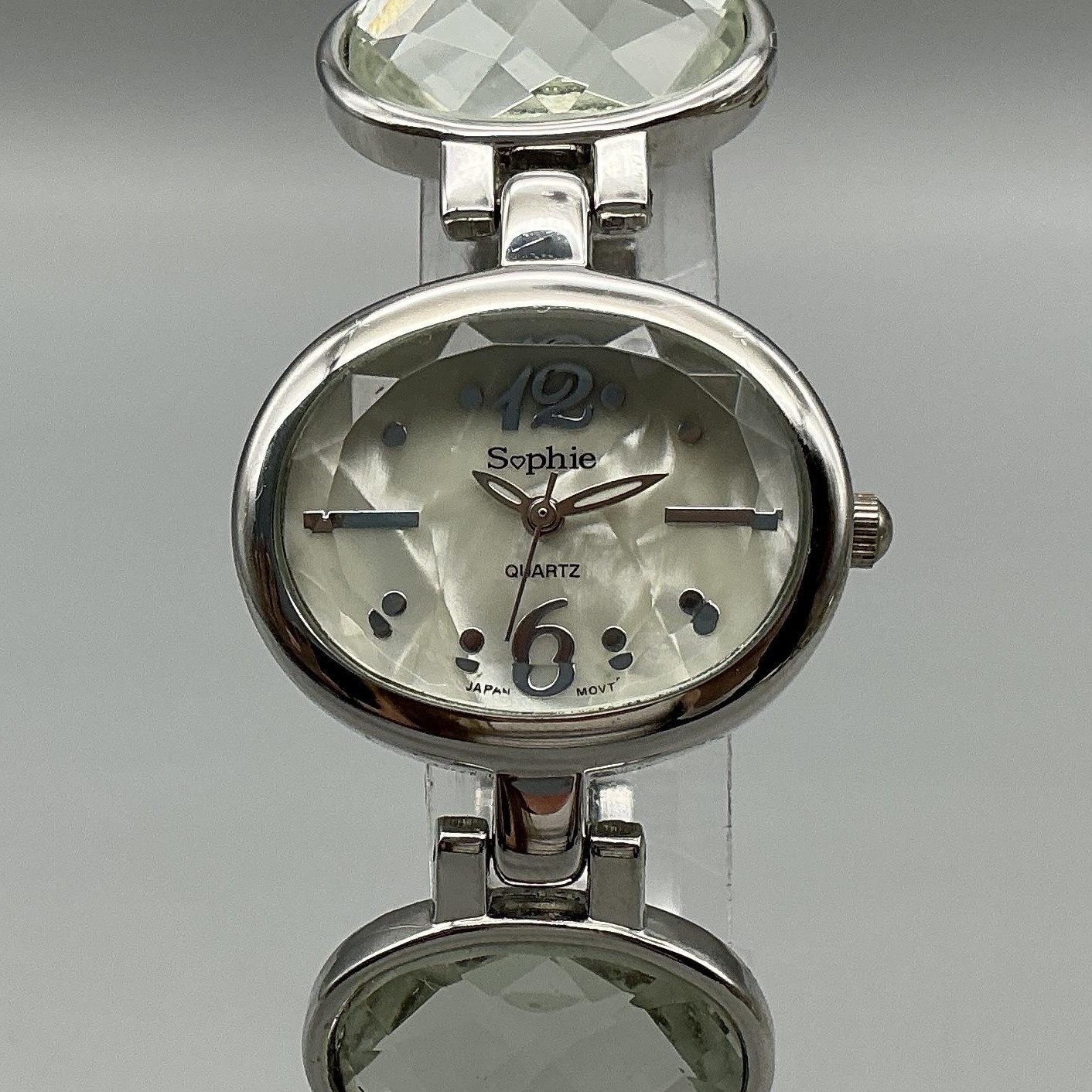 Sophie Womens Watch 29mm MOP Dial Silver Tone Oval Crystal New Battery 7.25″
