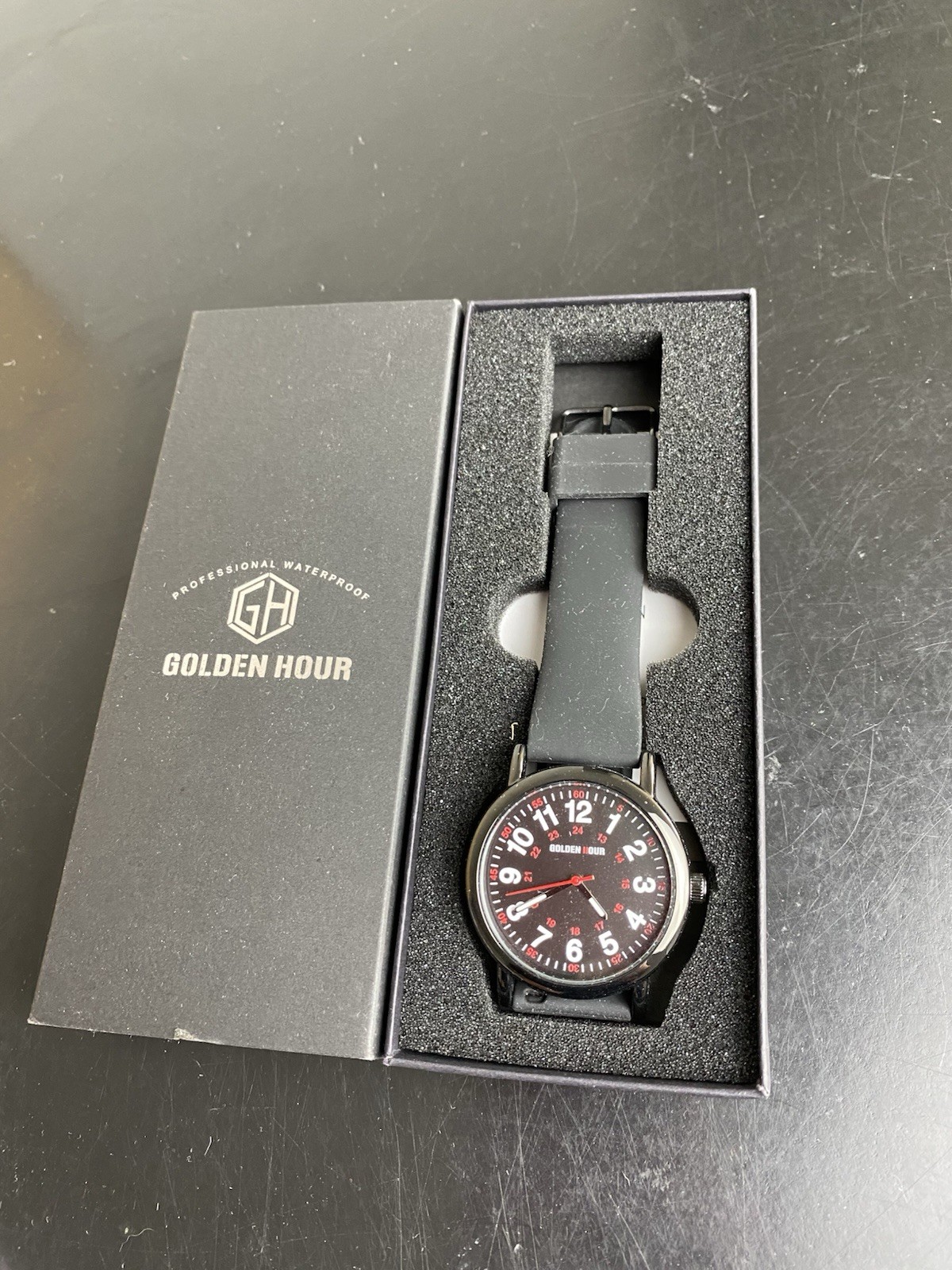 Golden Hour Black Analog Watch, Working
