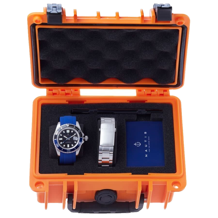 New NAUTIS Interceptor Dive Watch, Navy | Black , 2 bands, papers, box set