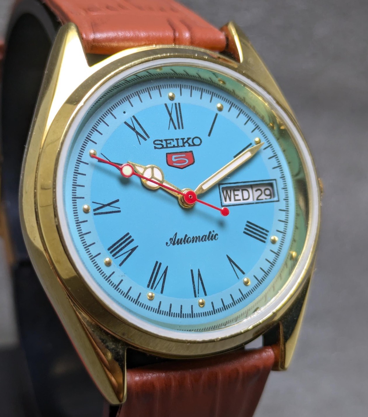 Vintage Seiko 5 Automatic 6309A Day-Date Men’s Watch Green Dial Japan Made.