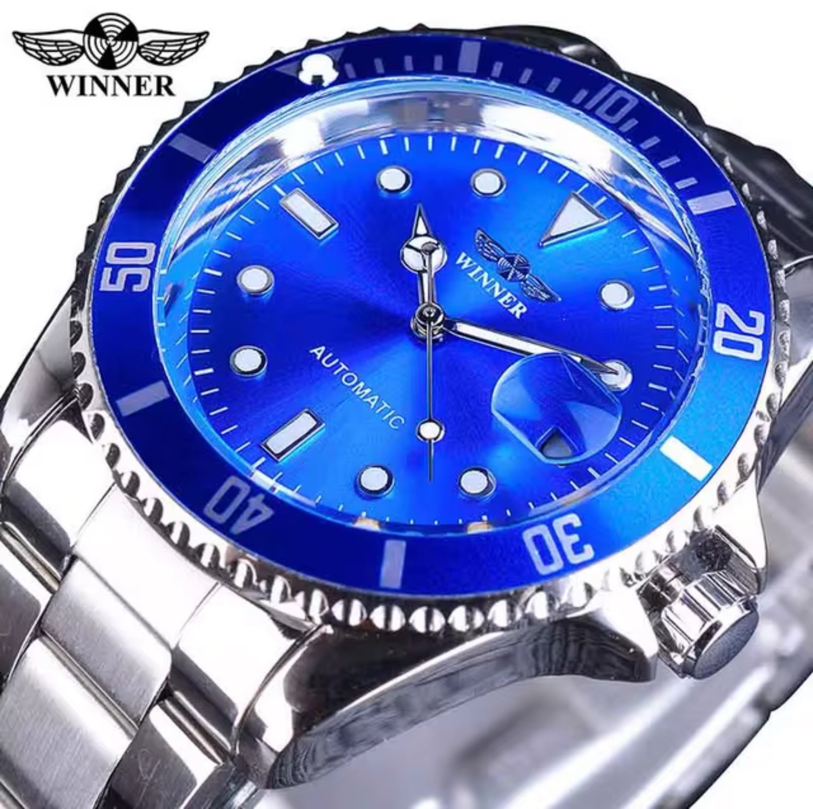 Luxury Mens Stainless Steel Automatic Winner Waterproof Watch Great Gift Idea