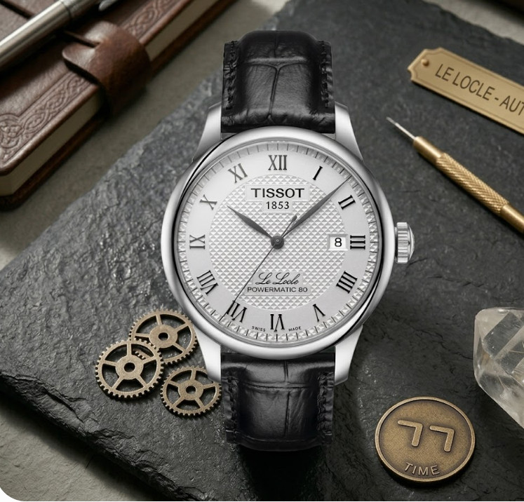 Tissot Le Locle Powermatic 80 Silver Dial Black Leather Watch T0064071603300 New