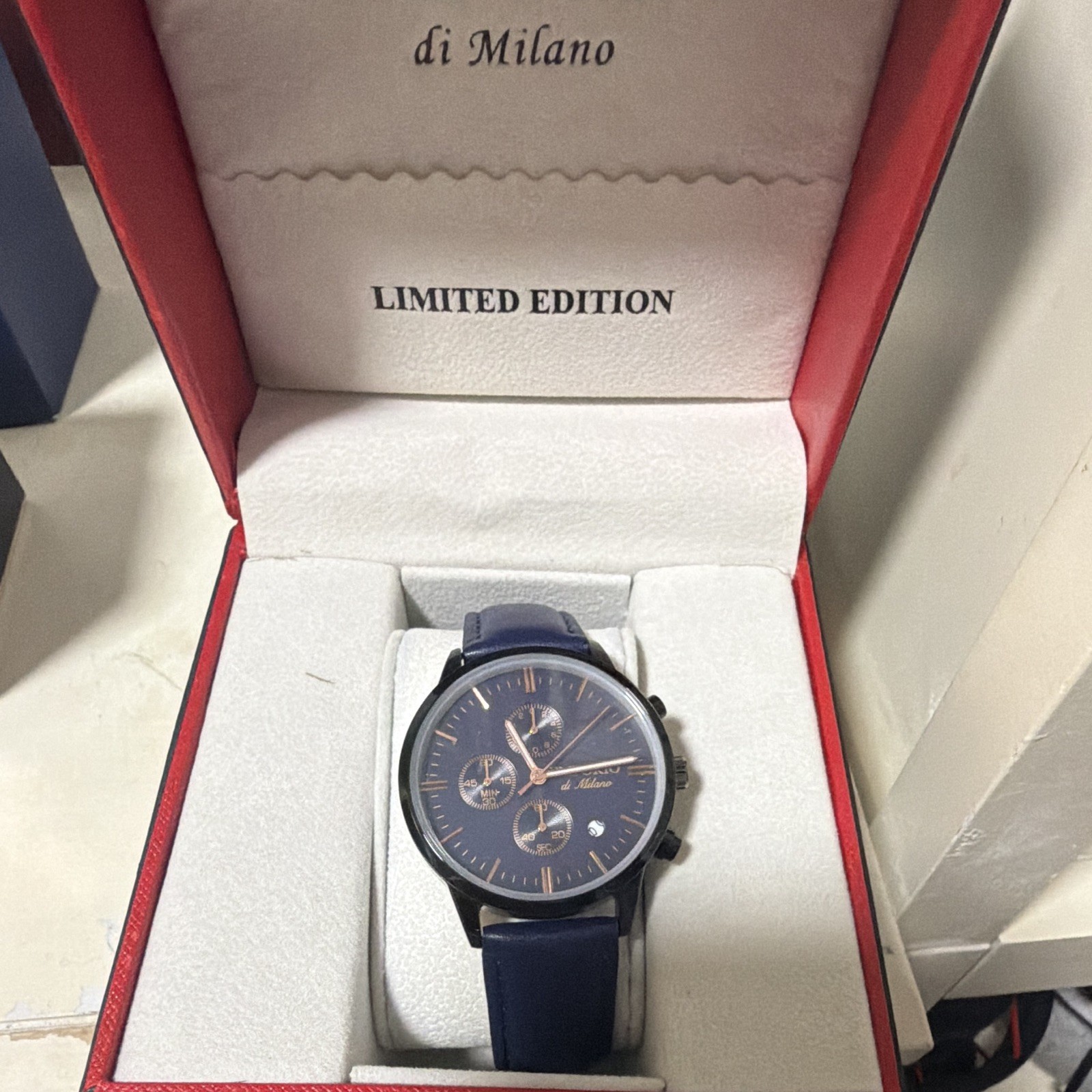 di Milano Limited Edition Blue Dial Chronograph Quartz Watch w/ Box