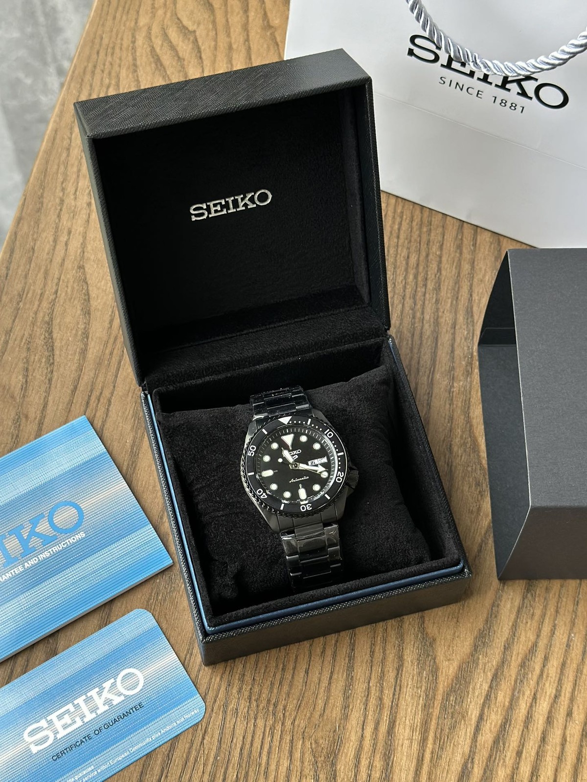 Seiko SRPD63K1 All Black Dial Automatic 5 Sports Men’s Dive Style Watch