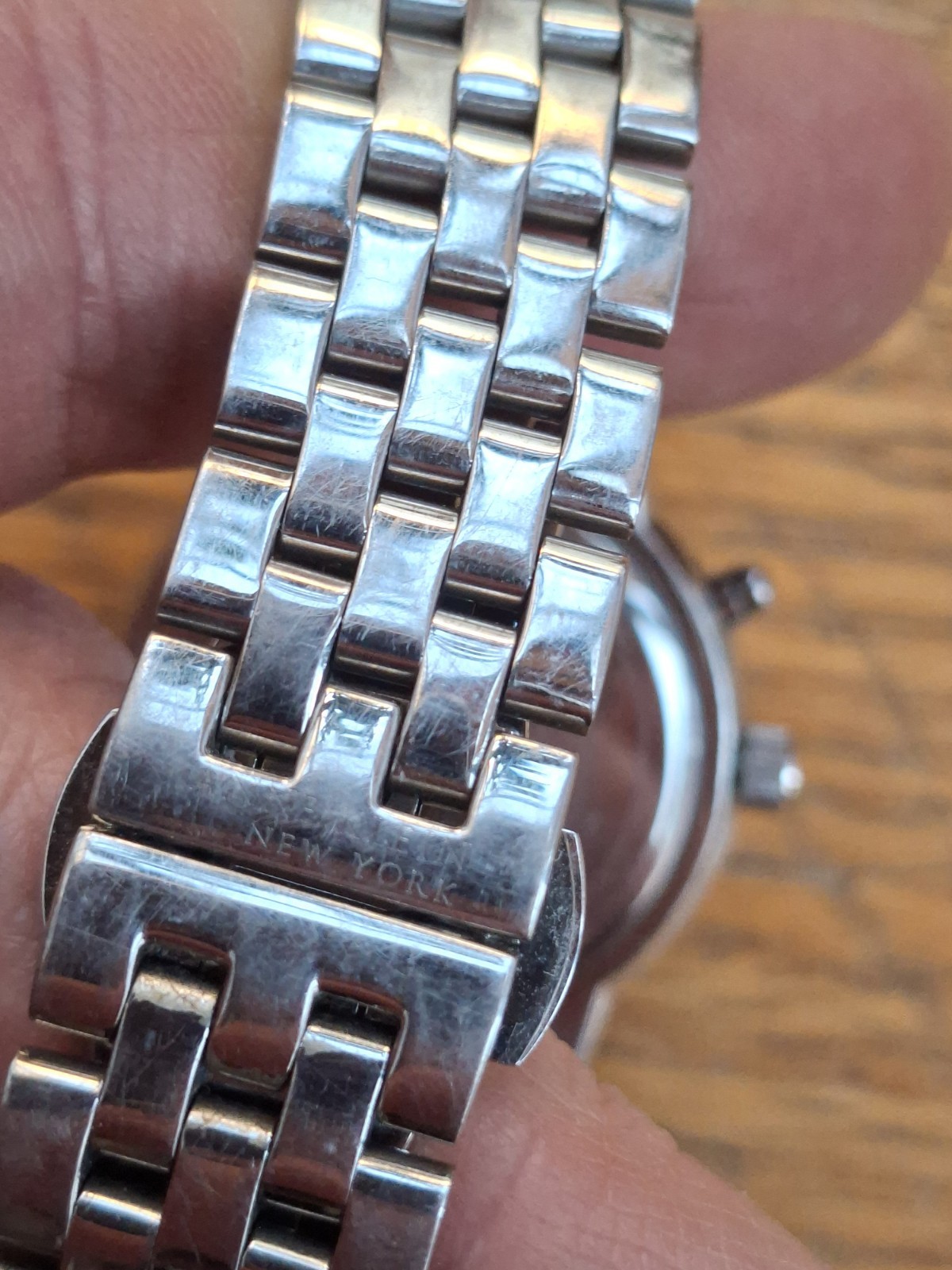 Anne Klein day/date 12/1977 gemmed stainless steel Ladies luxury watch