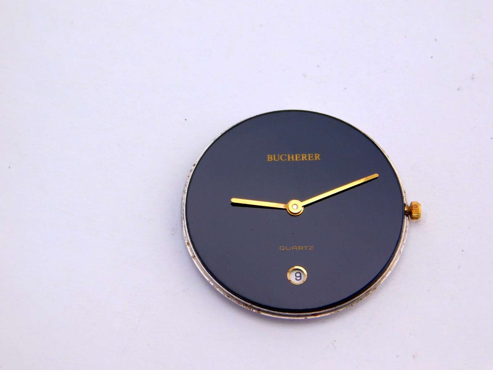 VINTAGE BUCHERER -PEQUIGNET SWISS QUARTZ 18K GOLD PLATE MENS WATCH SERVICED 80s
