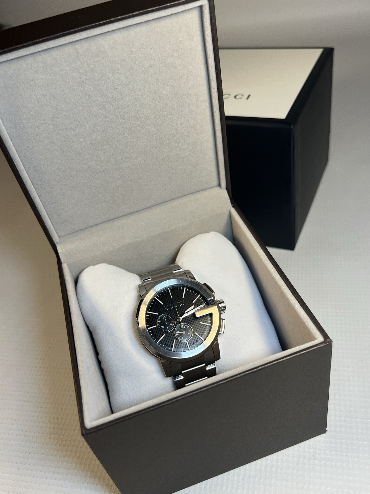 Gucci G-Chrono 44mm Men’s Watch Black Dial Quartz Full Set New Battery