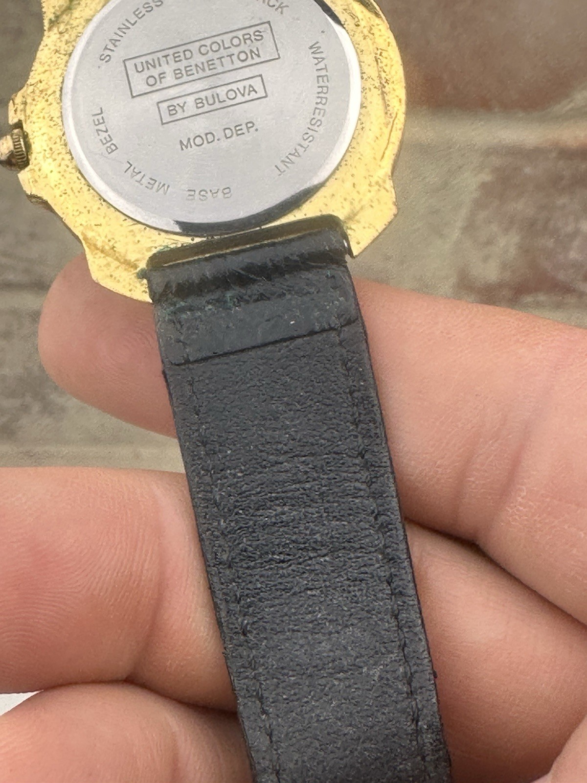 Mens United Colours Of Benetton By Bulova Vintage Watch with Strap Gold Plated