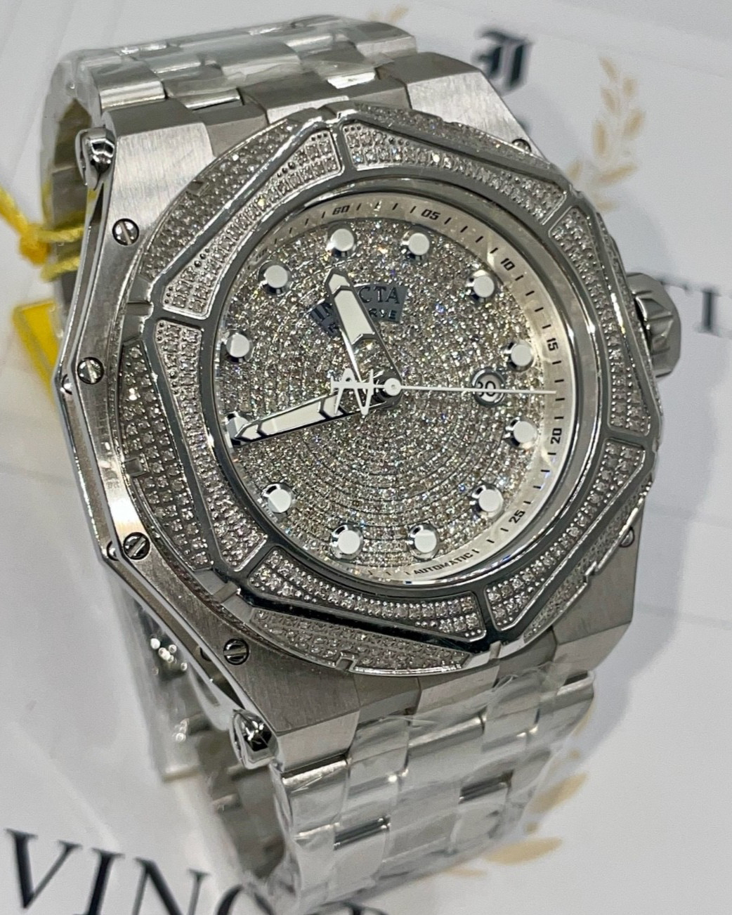 Invicta Reserve Carbon Hawk, 54.50mm, Stainless Steel 4.28ctw Pave Diamond 38943