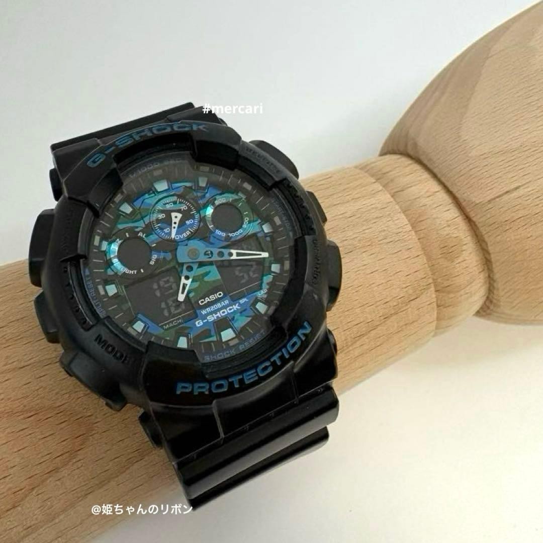 CASIO G-SHOCK GA-100CB-1AJ Men’s Digital Analog Watch Blue Camouflage Used Japan