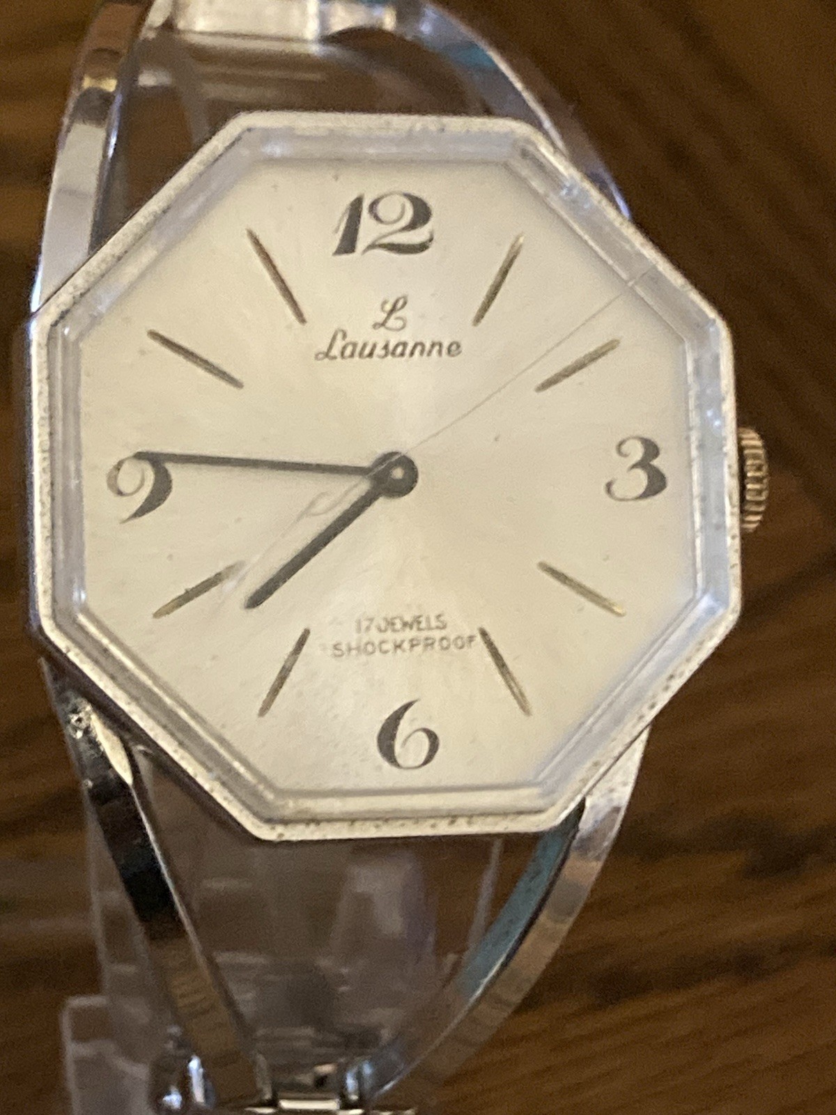 Serviced Vintage 17j Loussanne Shockproof Hexagonal Watch Mechanical