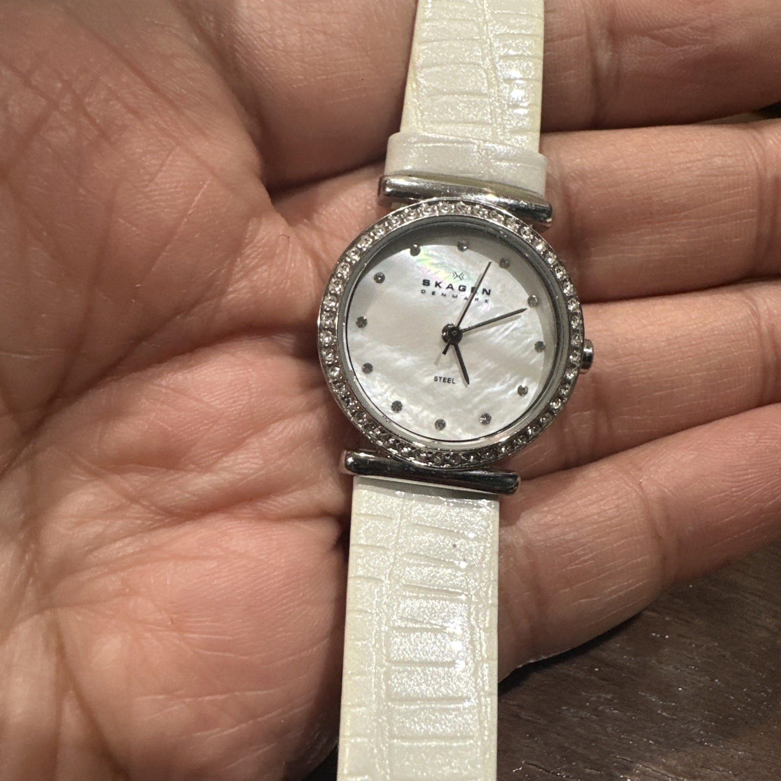 Untested Skagen Denmark Ladies Mother of Pearl Face Watch Water Resistant 3 ATM