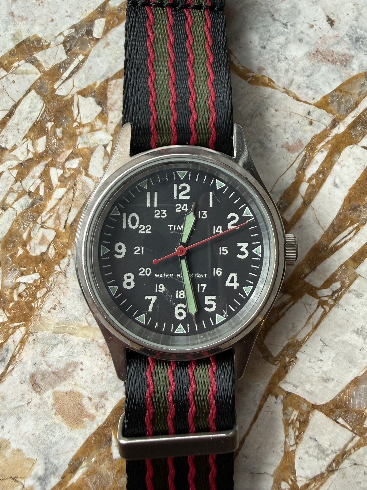 Timex J. Crew Circa 2008 Quartz Military Field Wristwatch Black Dial New Battery