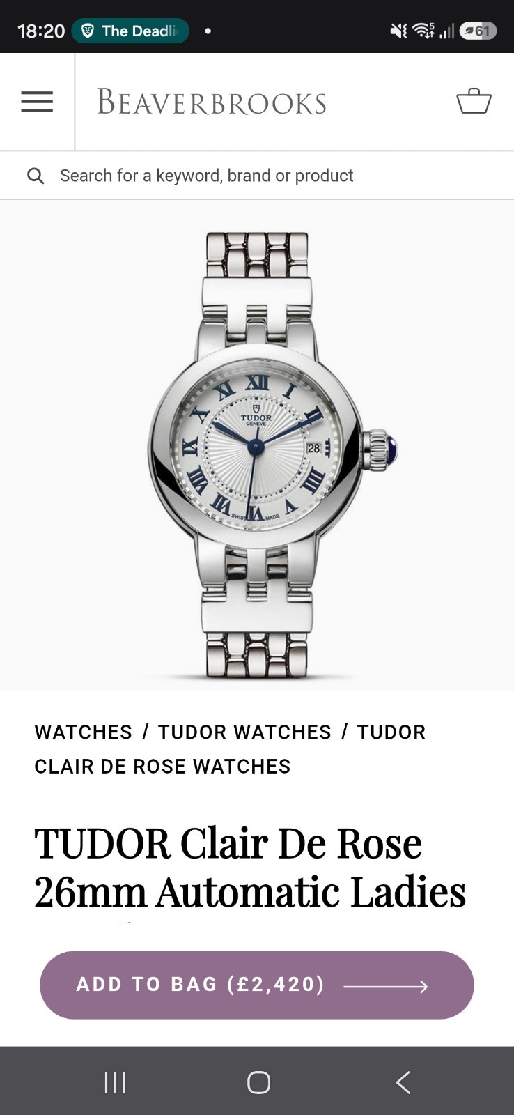 TUDOR Clair de Rose 26mm watch (box + papers)