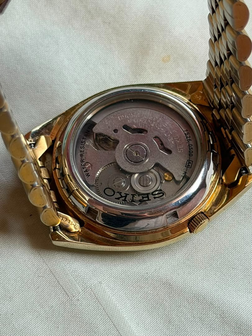 SEIKO 5 SNXJ94 7S26-0500 Automatic Day-Date Gold Dial Men’s Watch | Rare
