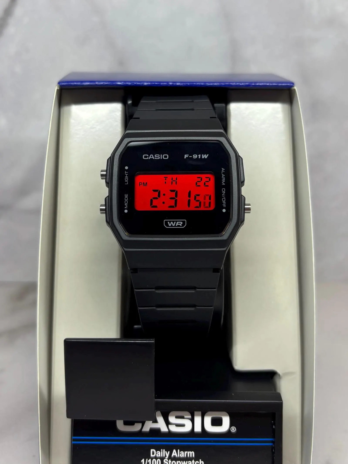 Custom Black Casio F91W Red Screen Mod