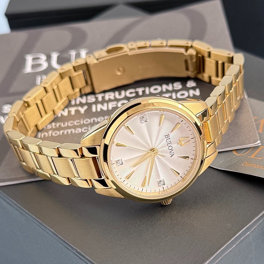 Women’s Bulova 97P150 Sutton Diamond Gold-Tone Stainless Steel Quartz Watch 28mm