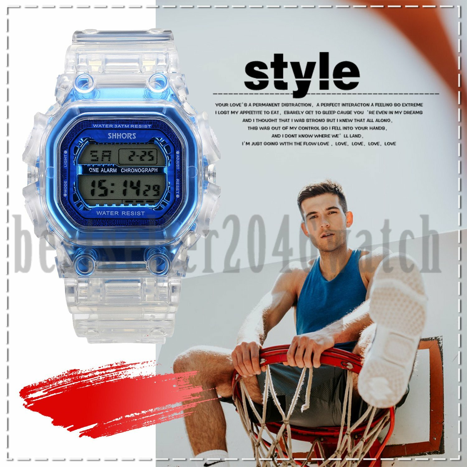 Sports Multi-function LED Display Square Dial Electronic Wrist Watch Women Men