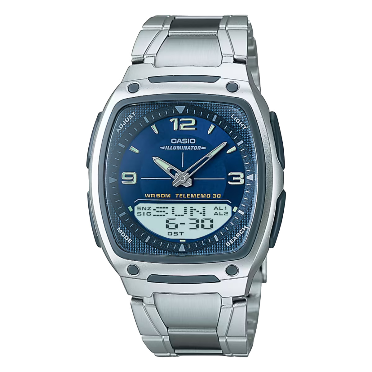 Casio AW81D-2AV, Telememo 30 Watch, 3 Alarms, 10 Year Battery, Chronograph, NEW