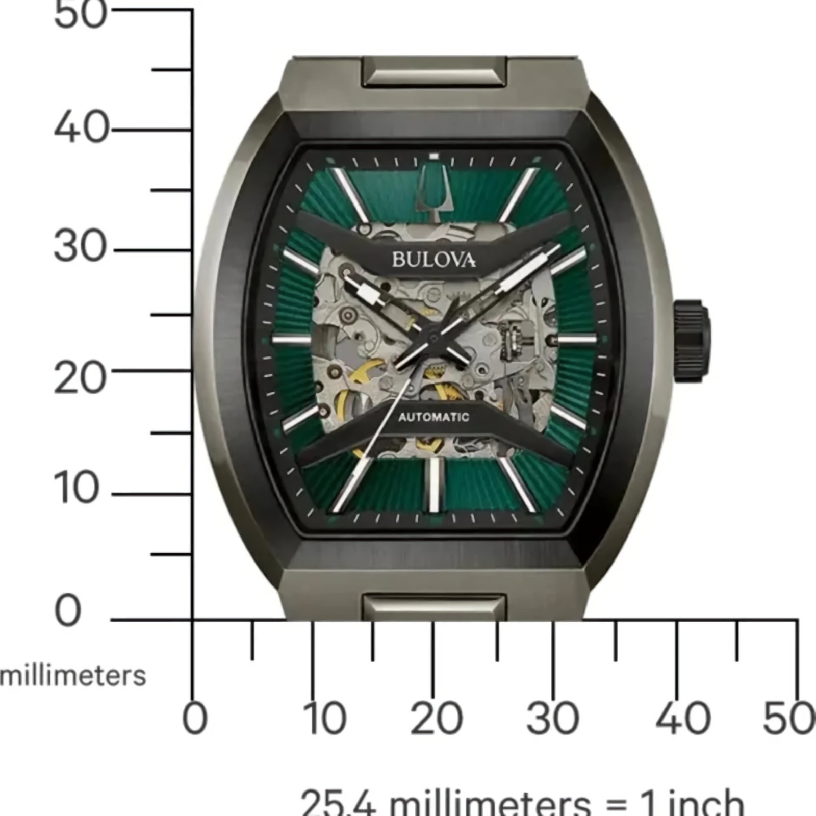 Bulova Maquina 98A321 Automatic Green Skeleton Dial Stainless Steel Men’s Watch