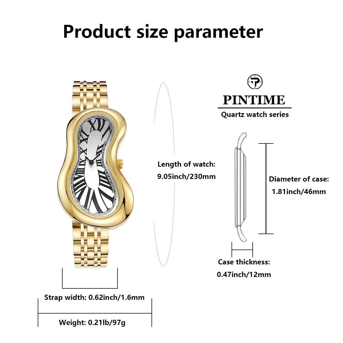 Y2K Men Women Crash Melting Twist Watch Genuine Leather Creative Wristwatch Gift