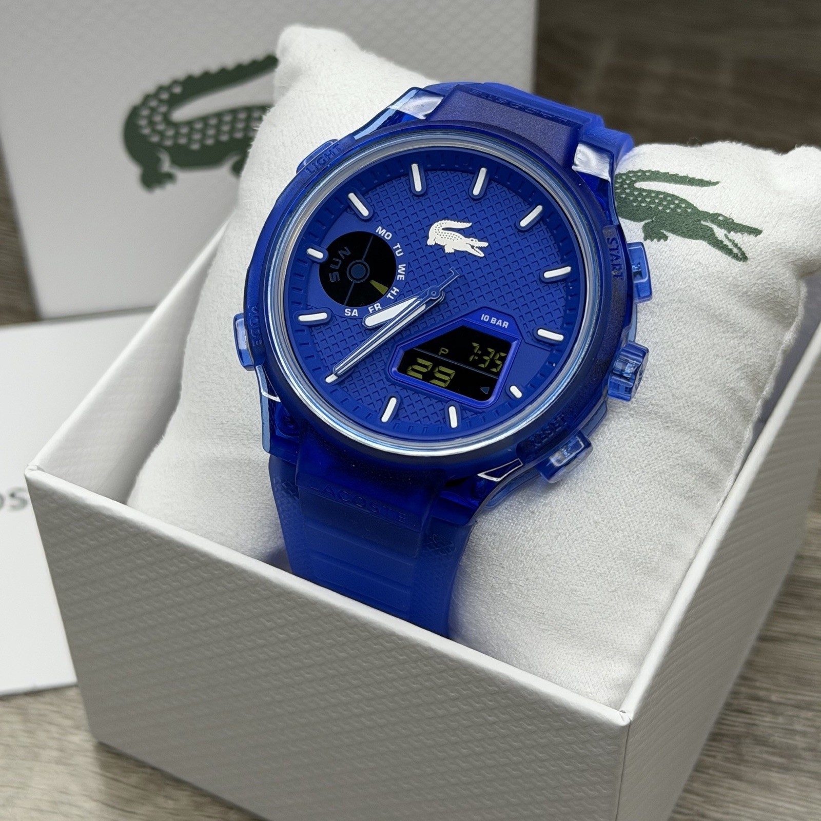 NEW✅ Lacoste LC33 Analog & Digital Blue Silicone Strap Men Watch 45mm 2011429