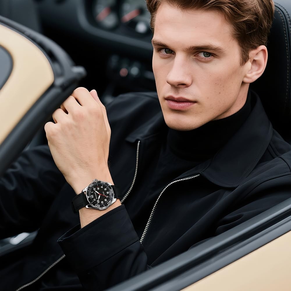 Sports Watch for Men with Easy Read Dial and Stainless Steel Band or Silicone…