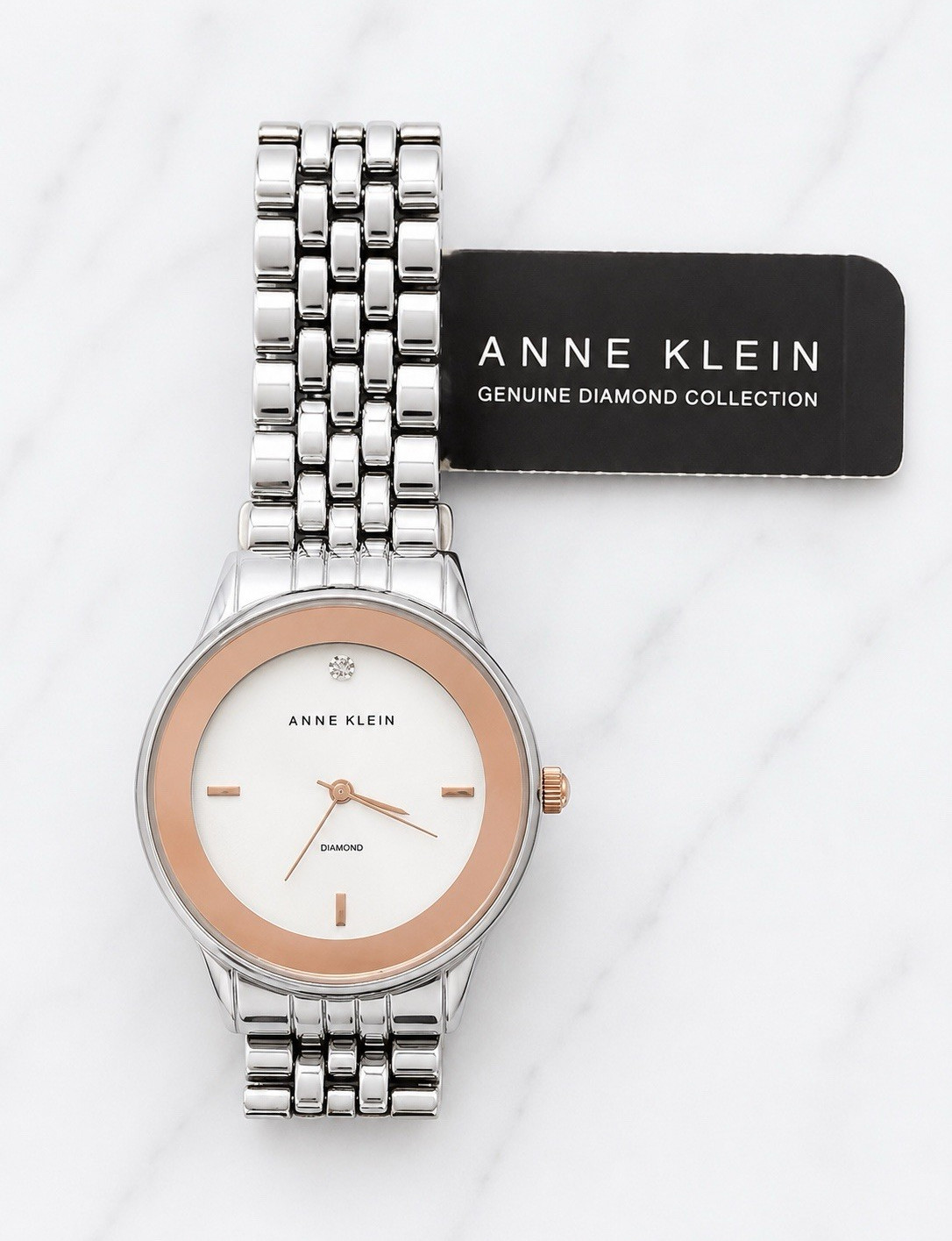 Anne Klein Genuine Diamond Collection Ladies Watch Diamond Dial Not Running