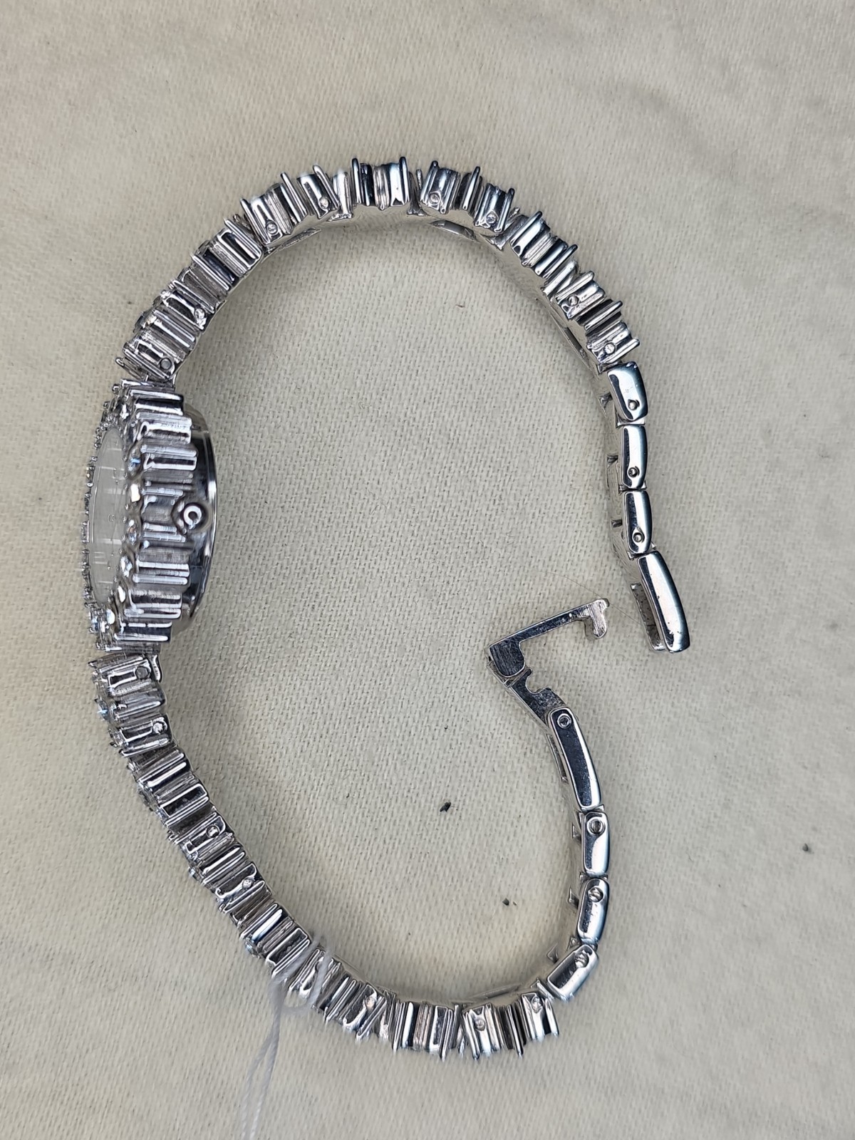 Anne Klein II quartz watch10/3613 Luxury Silver Diamond tennis Bracelet RUNS