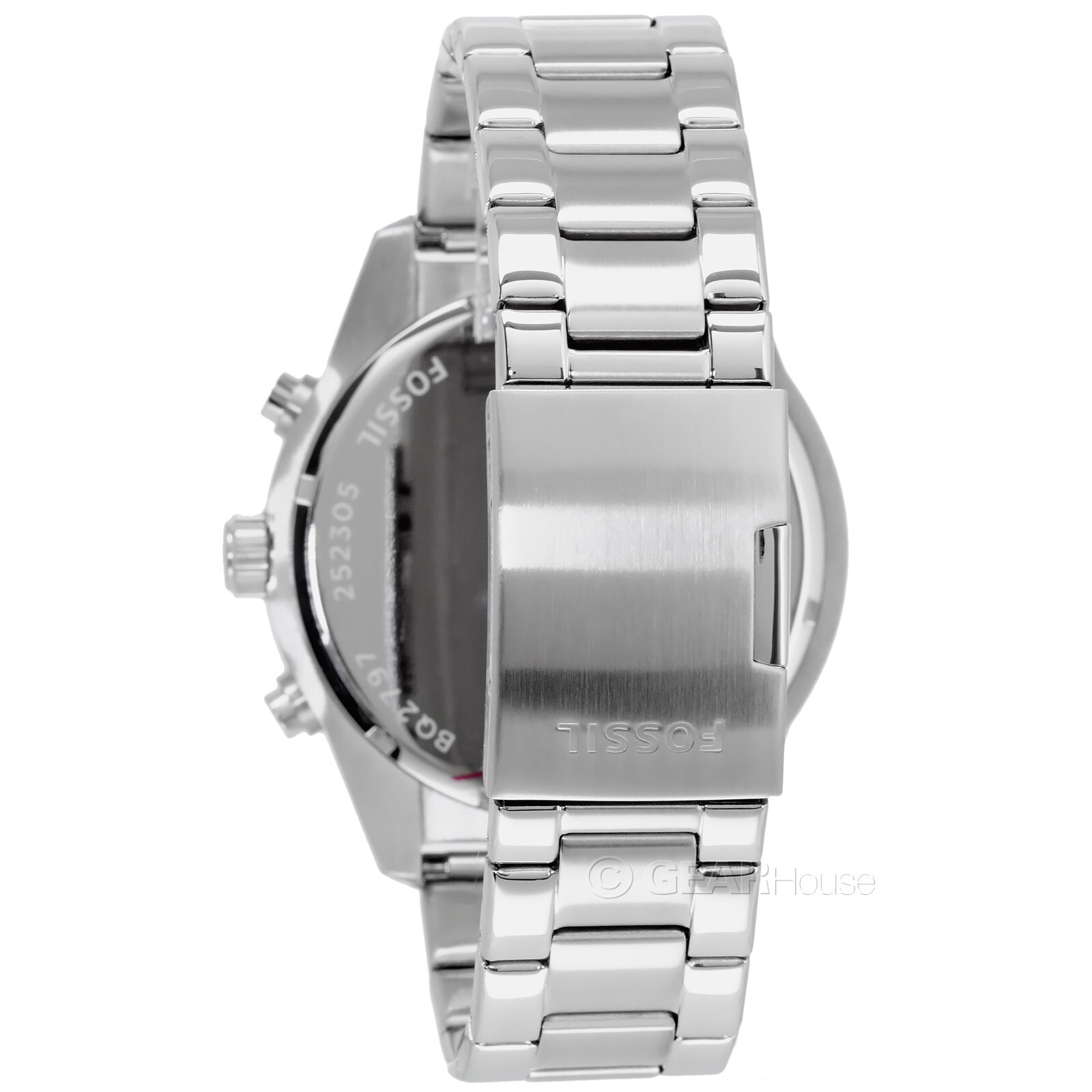 FOSSIL Brox Mens Multifunction Watch, Large Black Dial, Silver Stainless Steel