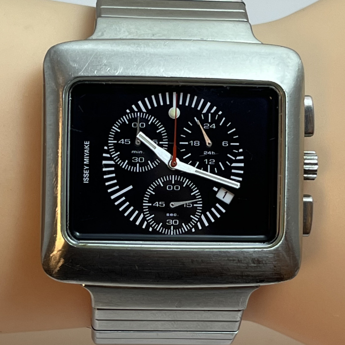 Rare Issey Miyake VAKIO by Harri Koskinen Chronograph Quartz Japan SS Band #B777