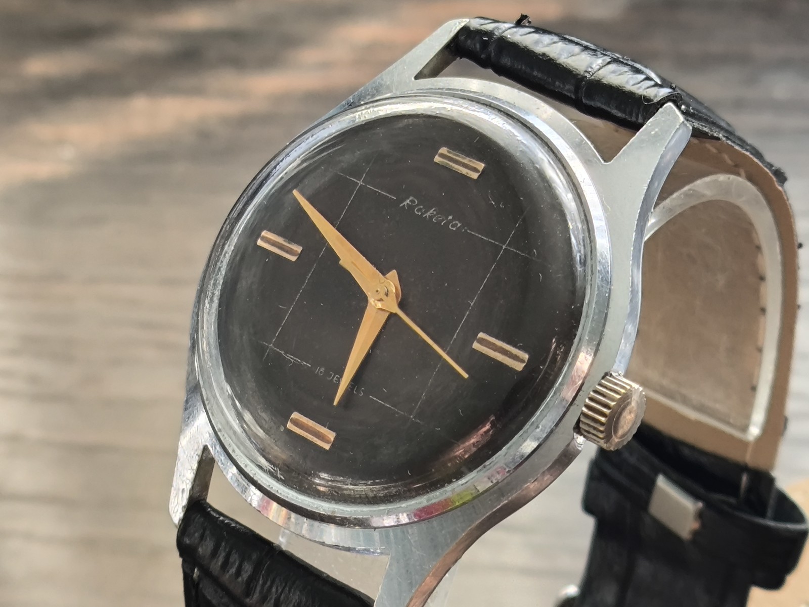 Watch Raketa Baltika Vintage Mechanical rare black dial Soviet USSR Serviced