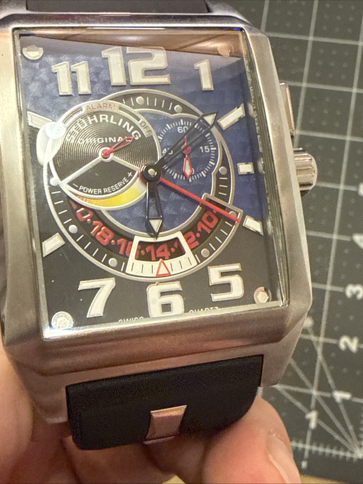 Stuhrling Blue Madman Complex 255D Quartz 42mm Classic Men’s watch new battery