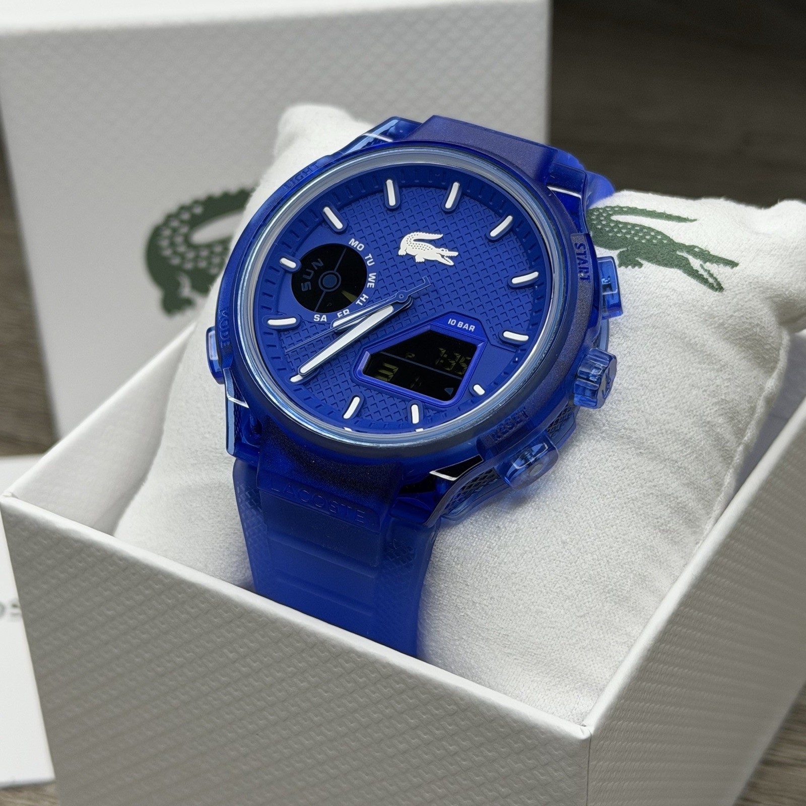 NEW✅ Lacoste LC33 Analog & Digital Blue Silicone Strap Men Watch 45mm 2011429