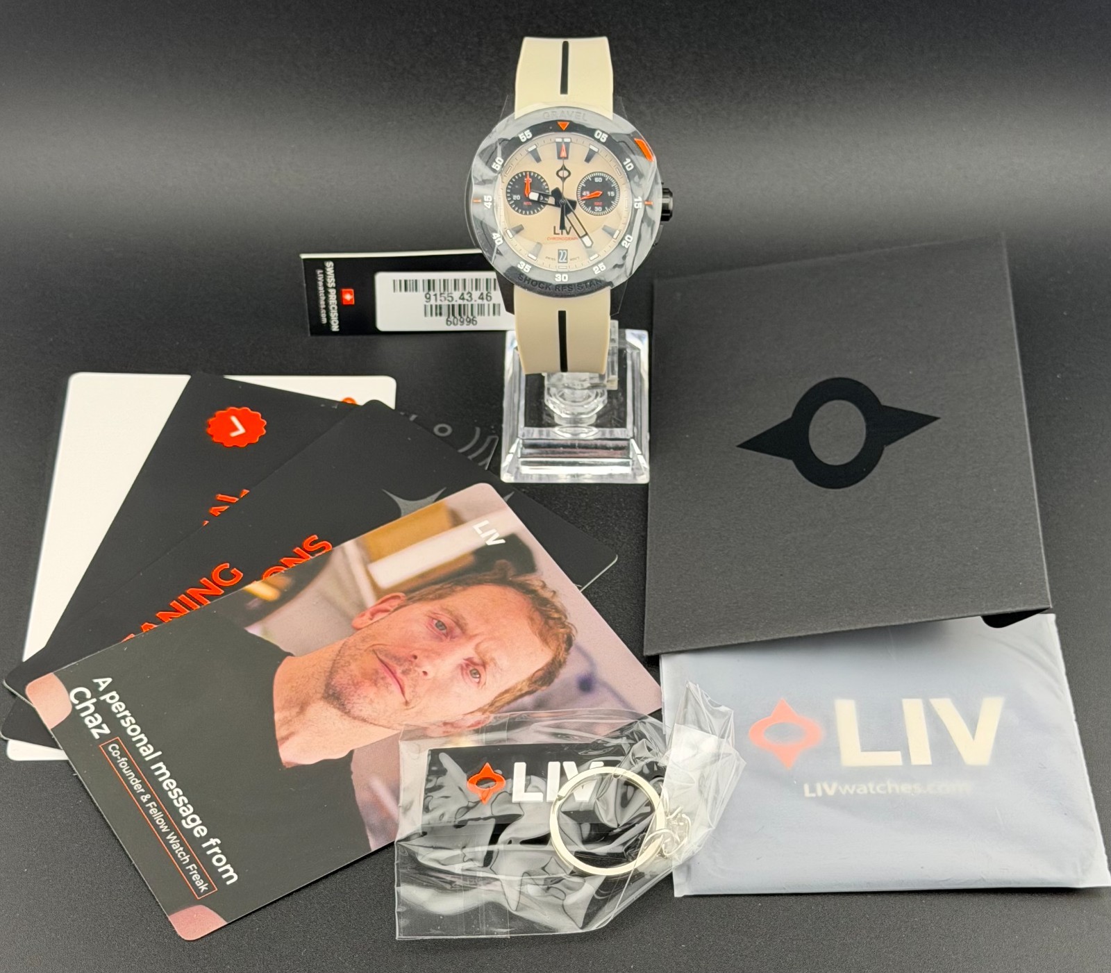 LIV Gravel 002 Cactus Gray Dense Carbon Swiss Quartz Chronograph Watch – BNIB